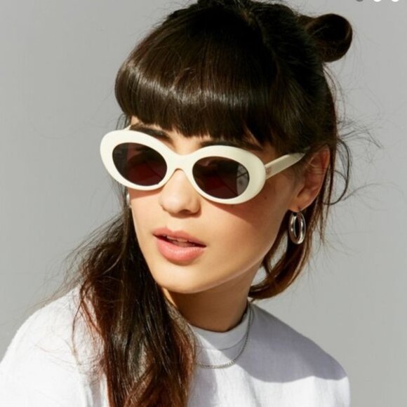 Crap Eyewear Pink Oval Frame Sunglasses with Red Lenses main image 4